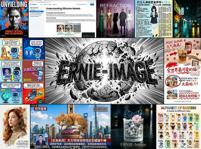 百度开源 ERNIE-Image：8B 参数打败一众大模型，文本渲染能力炸裂